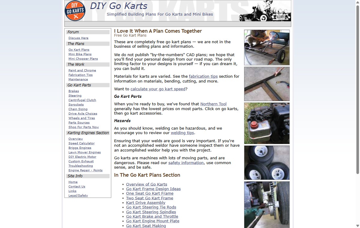 The DIYGoKarts.com kart plans page