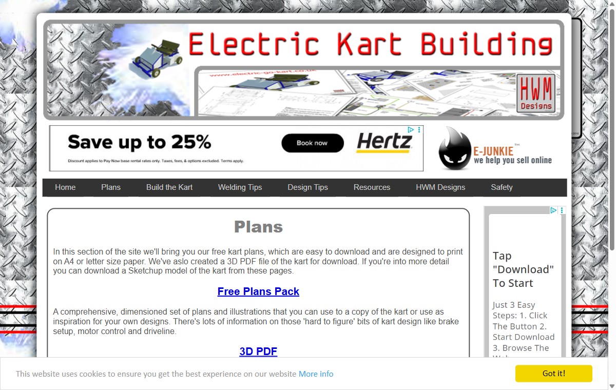 The electric-go-kart.co.uk free plans page