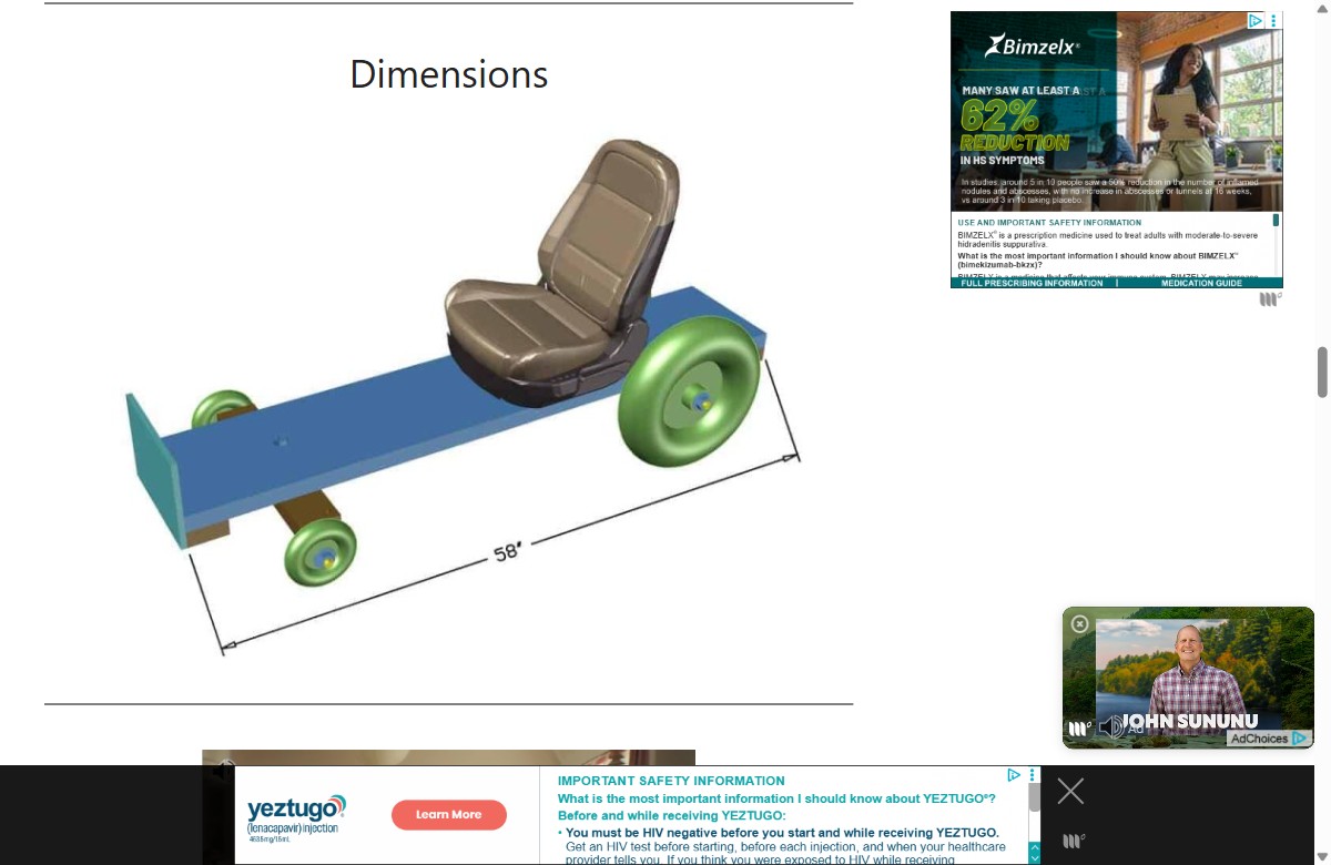 TheDIYPlan wooden go-kart dimension diagram showing the frame and steering board measurements