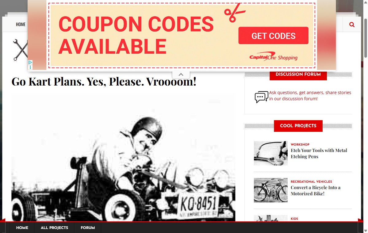 The VintageProjects go kart plans page