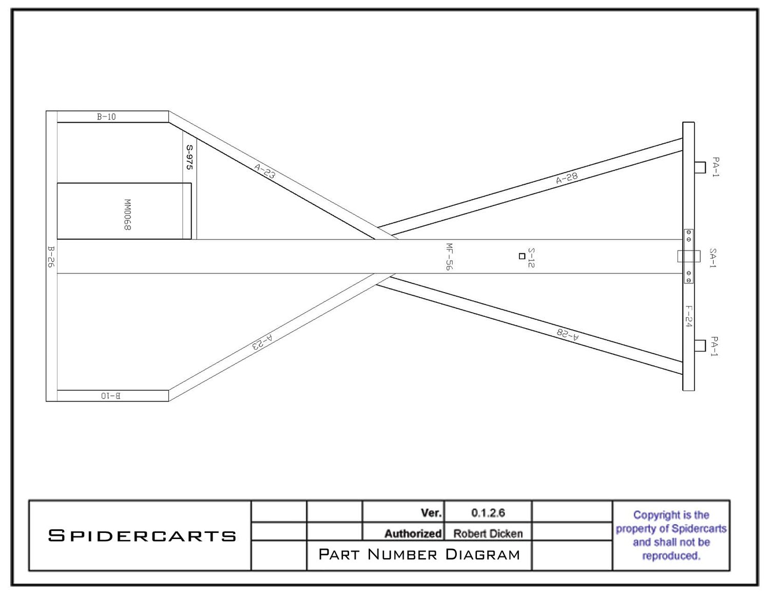 Part number diagram - every frame member tagged with its part number