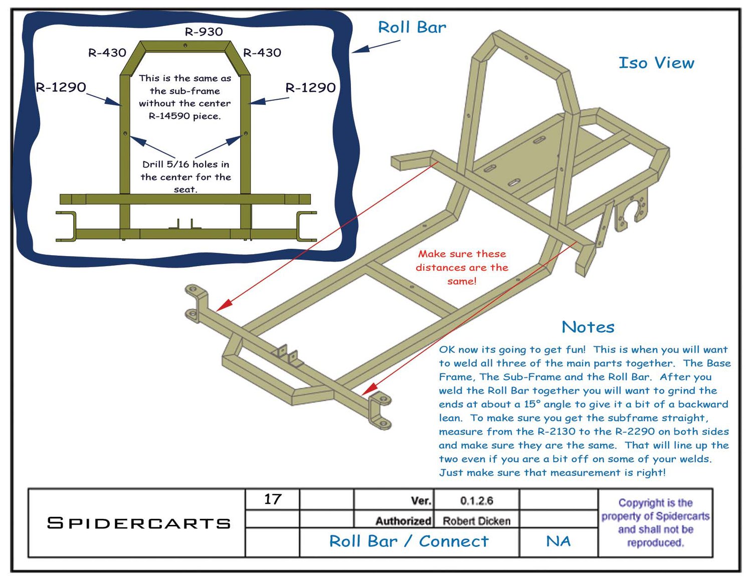 Weld step: joining the base frame, sub-frame and roll bar with the checks that keep it square