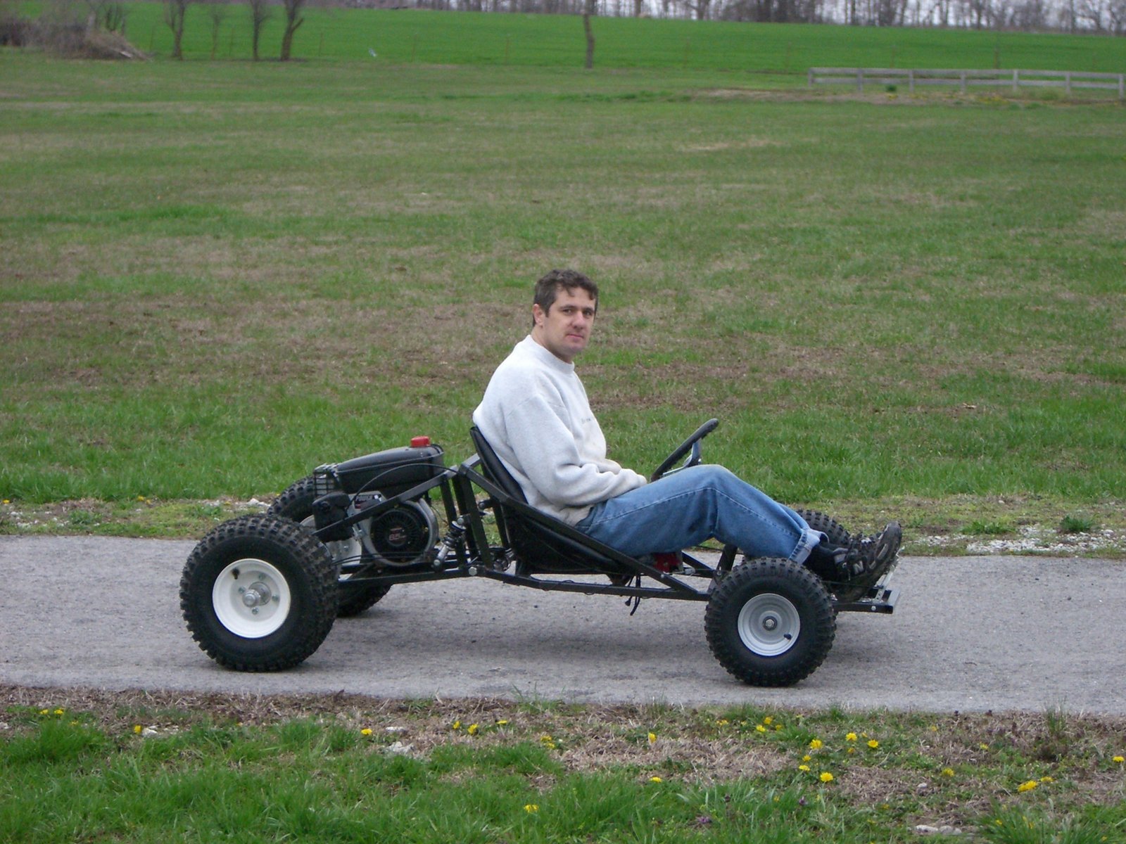 Tarantula in full side profile with a rider aboard, on grass